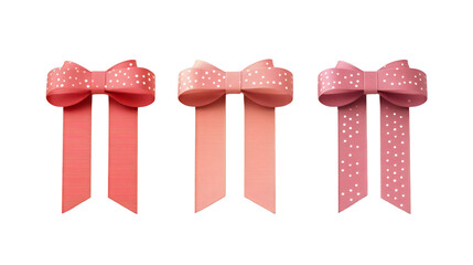 Aufkleber - Realistic pink bows featuring white polka dot pattern, floating against transparent background for gift embellishing