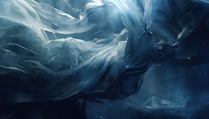 Wall Mural - flowing blue fabric with light creates abstract art for backgrounds or design elements
