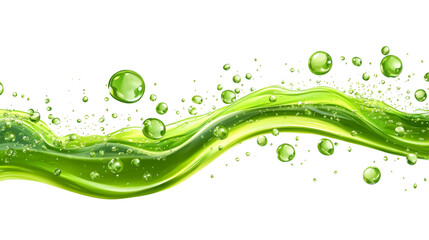 Leinwandbilder - Green liquid flowing, bubbling, splashing in dynamic wave pattern against transparent surface