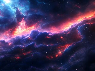 Wall Mural - A mixture of glowing nebulae and stars in futuristic galaxy