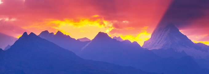 Wall Mural - Cordillera at sunset