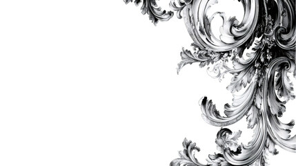 Poster - Silver baroque ornament creating a border on a transparent background, perfect for elegant and classic designs