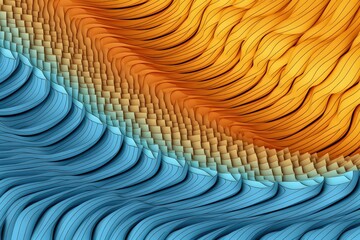 Wall Mural - abstract fractal waves in yellow and blue, resembling stylized ocean waves, for backgrounds or desig