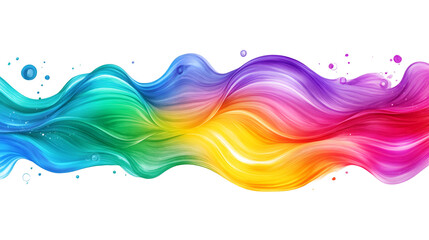 Leinwandbilder - Rainbow wave with vibrant colors flowing on a transparent background with bubbles, ideal for creative projects