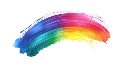 Poster - Rainbow arc created with a vibrant brush stroke with visible brush texture on a transparent background
