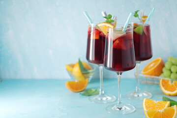 Wall Mural - Glasses with traditional Spanish drink Sangria	