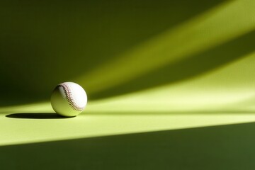 Wall Mural - dynamic sports composition with baseball frozen in motion against lime green background, dramatic li