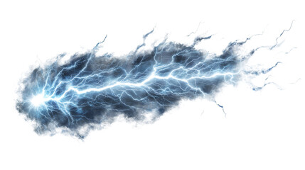 Aufkleber - Lightning bolt striking dark sky, high-voltage electric discharge, transparent PNG format for digital graphic design