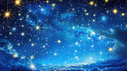 Wall Mural - A breathtaking night sky filled with twinkling stars and clouds, creating a serene cosmic atmosphere