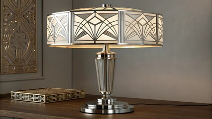 Art Deco Table Lamp, White Background