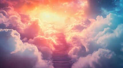 Wall Mural - surreal cloudscape staircases