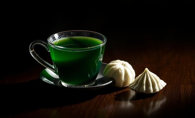 Green tea with mochi East Asian china japan japanese asian korea korean taiwan east asia singapore singaporean chinese taiwanese hong kong happy