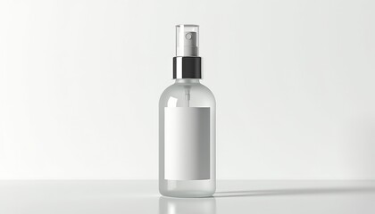 Aufkleber - High-resolution cosmetic face mist spray mockup with elegant frosted glass bottle, minimalist label, modern luxurious look, isolated on pure white background with copy space