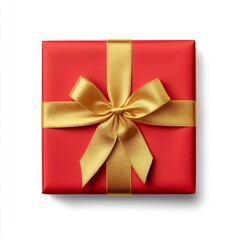 Wall Mural - A red box with a golden ribbon, isolated on a clear background, produced by  modern