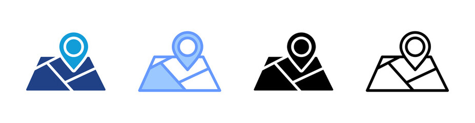 Fototapete - Map icon set multiple style collection