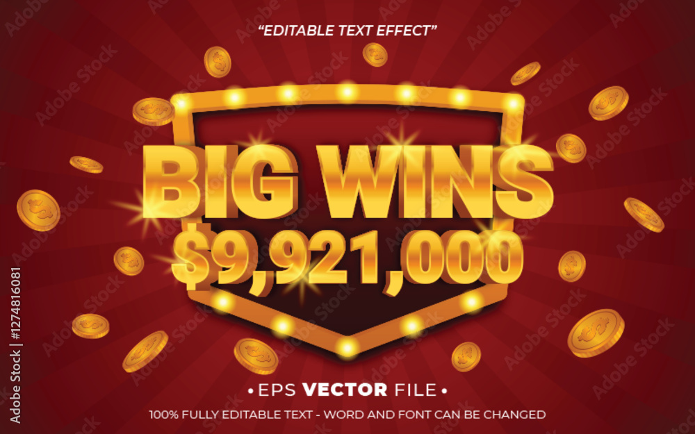 Big Win text effect editable vector realistic 3d style Stock Vector ...