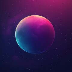 Wall Mural - a vibrant and colorful planet drifts in a starry expanse