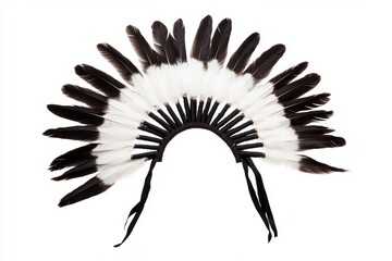 Wall Mural - Feather headdress with a black and white pattern