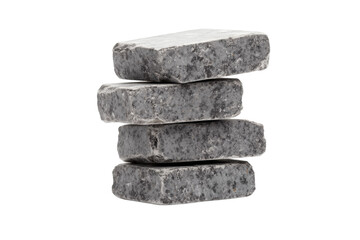 Wall Mural - Stack of gray stones on a white background, isolated