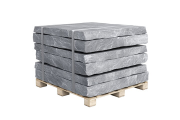 Wall Mural - Stack of gray stones on a pallet, isolated