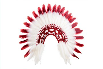 Wall Mural - Red and white feather headdress with a red band