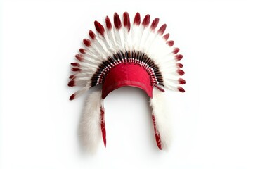 Wall Mural - Red and white headdress with feathers