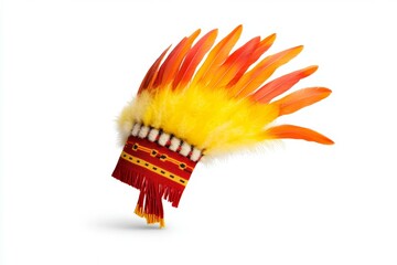 Wall Mural - Yellow and red feather headdress with a red band