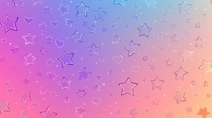 Wall Mural - colorful stars and hearts pattern on gradient background