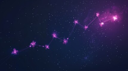 abstract celestial floral constellation glows vividly against the night sky