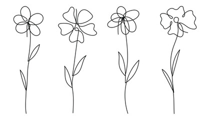 Poster - Minimalist Single Line Art Flower Illustration