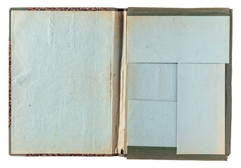 Wall Mural - old vintage faded open empty paper folder top view isolated