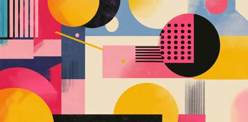 Wall Mural - colorful geometric shapes overlap in a modern abstract design