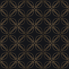 Wall Mural - sophisticated gold geometric pattern on a deep navy background. clean lines and subtle shimmer creat