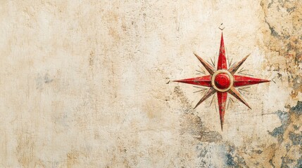 Wall Mural - Vintage Compass Rose Design on Distressed Wall Texture Background