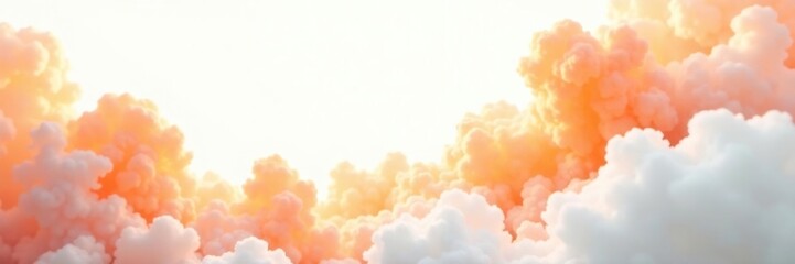 Wall Mural - swirling orange and white clouds on a bright white sky, abstract, sky