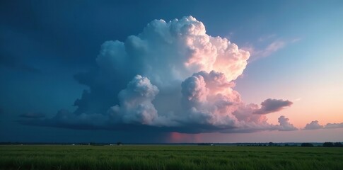 Wall Mural - stormy sky with a massive cumulonimbus cloud dominating the scene, thunder, landscape