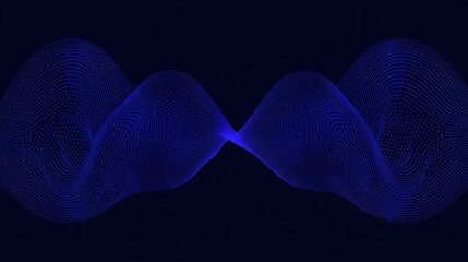 Wall Mural - abstract blue wave digital art, dark background, website banner
