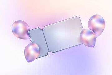 Wall Mural - holographic balloon chrome color with a coupon tag label. metal in neon rainbow colors. balloon bubb