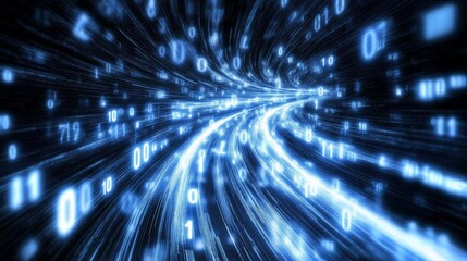 Wall Mural - digital data stream swirling in cyberspace; futuristic tech background