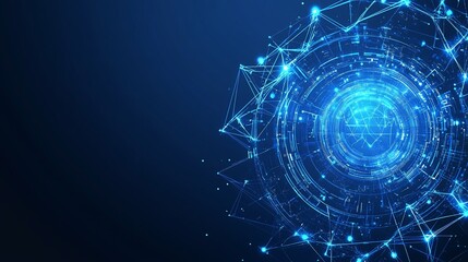 Wall Mural - abstract digital sphere glowing, network, dark background, technology, website