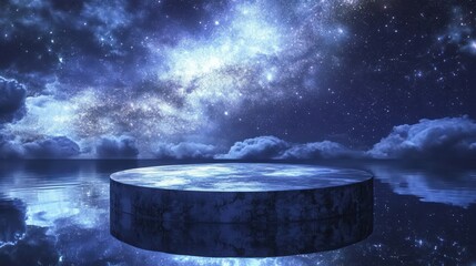 Wall Mural - Celestial Platform Above Tranquil Night Waters