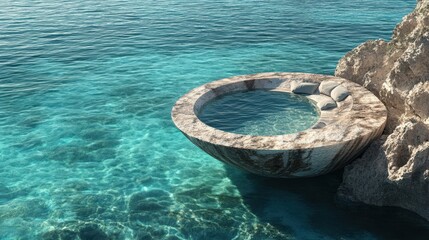 Wall Mural - Stone Pool Overlooking Tranquil Ocean Waters