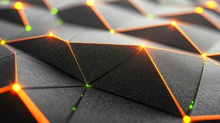 Abstract dark geometric network glowing