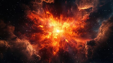 Canvas Print - 1. spectacular cosmic fireball explosion in deep space with intense energy burst and ethereal nebula