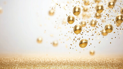 Wall Mural - golden orbs and glitter: a captivating composition of floating golden orbs and shimmering glitter cr