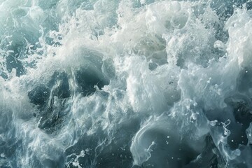 Wall Mural - surging ocean wave with crystalline water and white foam crest, frozen in motion, backlit with aqua 