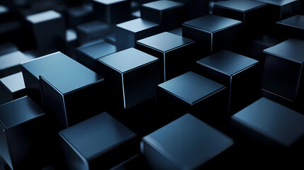 Abstract Blue Cubes Art