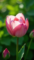 Wall Mural - Soft petals unfolding amidst lush green foliage, summer, blooming