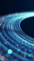 Wall Mural - luminous blue digital data flow with particles and abstract curves in a dark space for modern techno