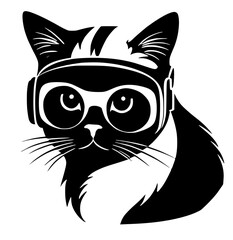 Wall Mural - cat wearing glasses and sunglasses with cat ears.